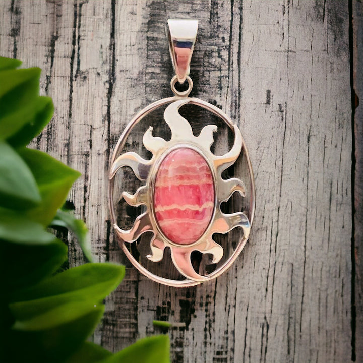 RHODOCHROSITE PENDANT - 925 STERLING SILVER