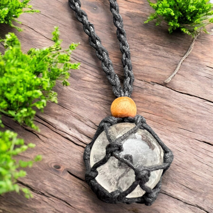 MACRAME NECKLACE ||  CLEAR QUARTZ SPHERE