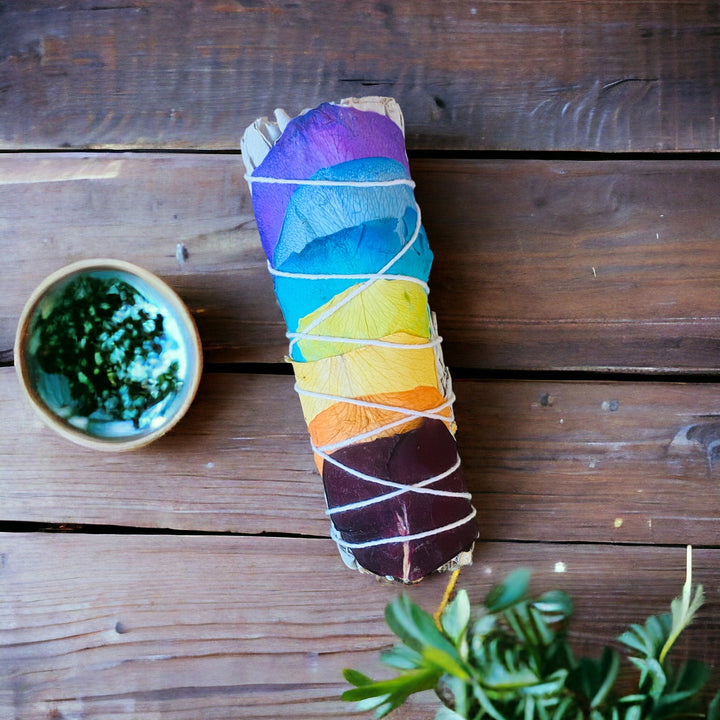 SMUDGE STICK || WHITE SAGE WITH 7 CHAKRA - SMALL