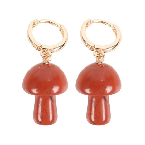 EARRINGS || RED JASPER MINI MUSHROOMS