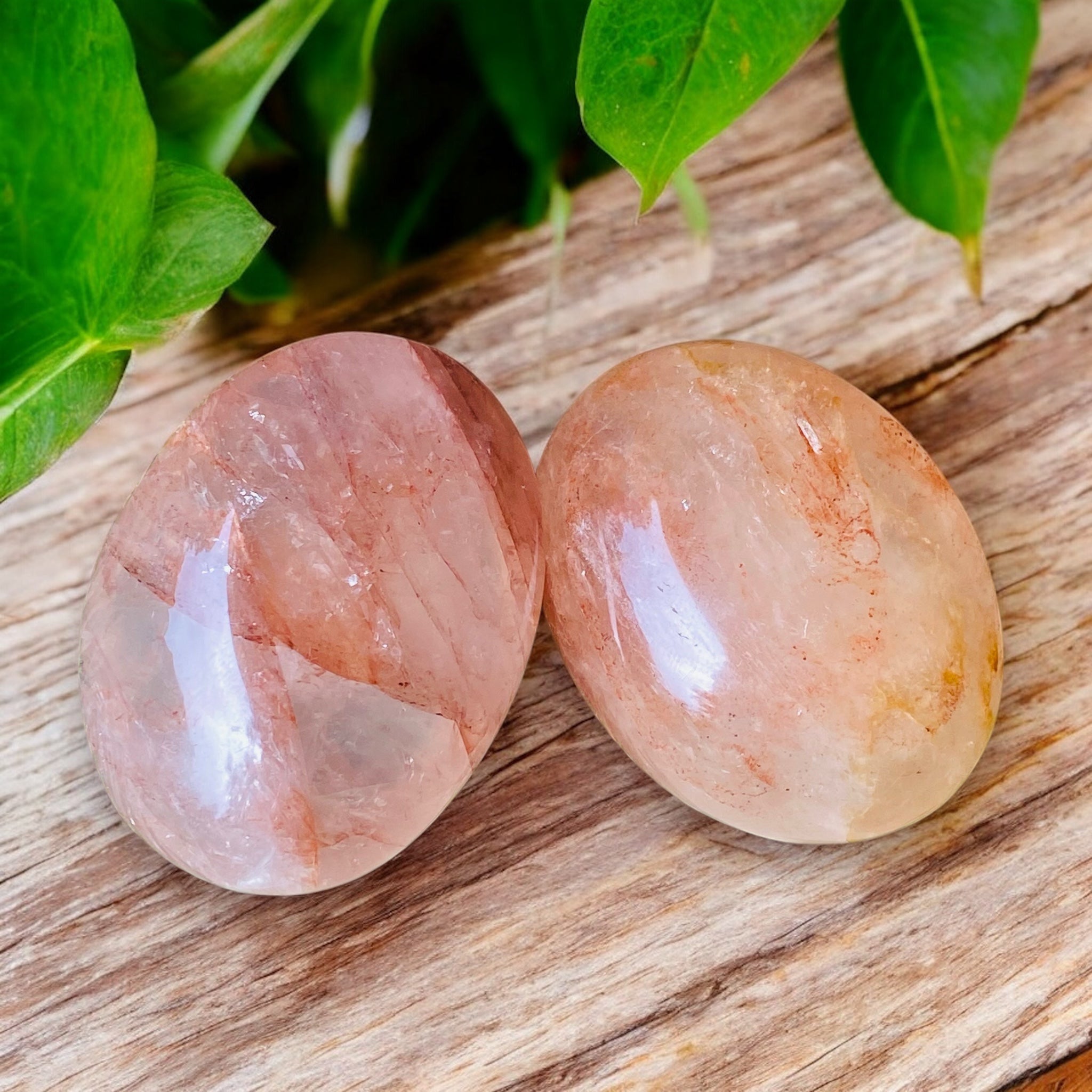 PALM STONES || GOLDEN HEALER & HEMATOID QUARTZ