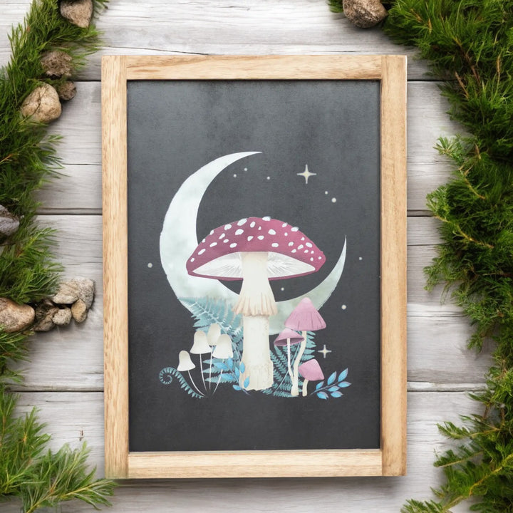 WALL HANGING || MUSHROOM MOON FRAMED WALL ART