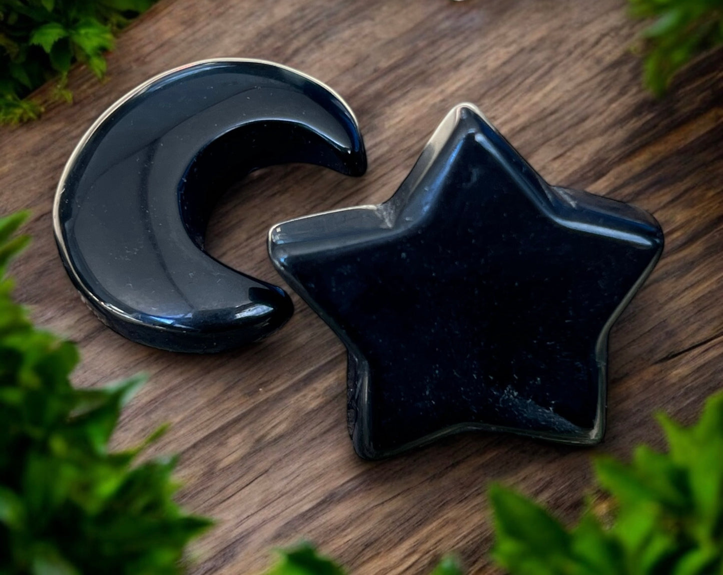 CARVINGS || BLACK OBSIDIAN STAR & MOON