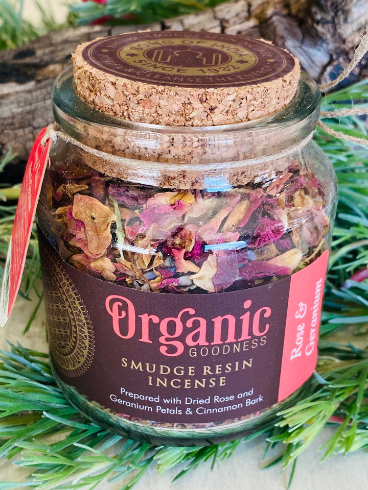 INCENSE BLEND || ORGANIC GOODNESS SMUDGE RESIN INCENSE - ROSE & GERANIUM