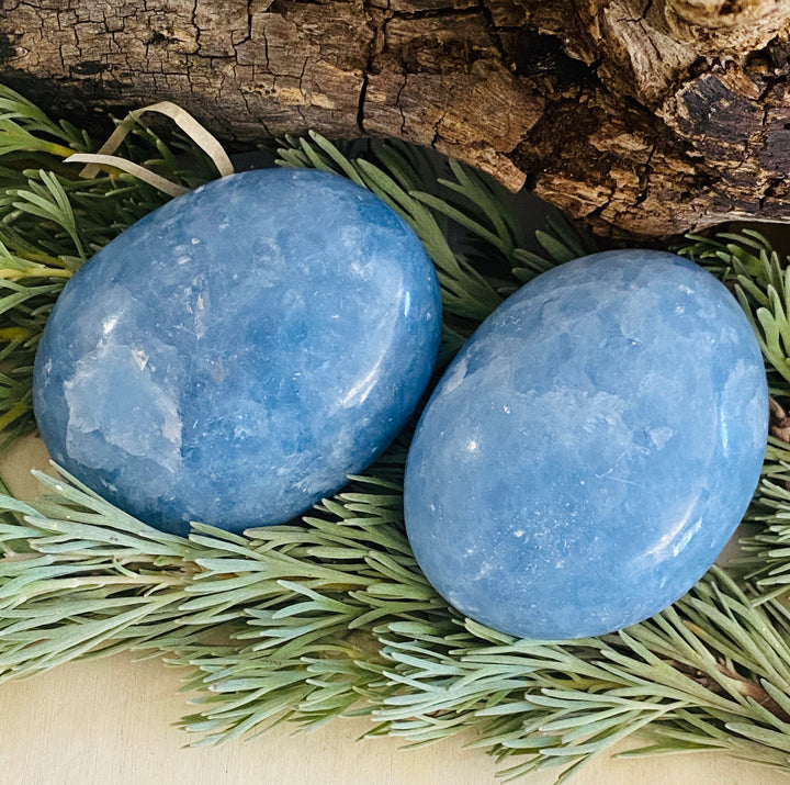 PALM STONES || BLUE CALCITE - LARGE